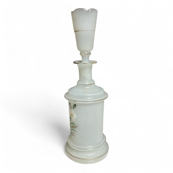 Victorian-Era Hand Painted Opaline Glass Cologne/Barber Bottle-Bristol Glass - Picture 3 of 6